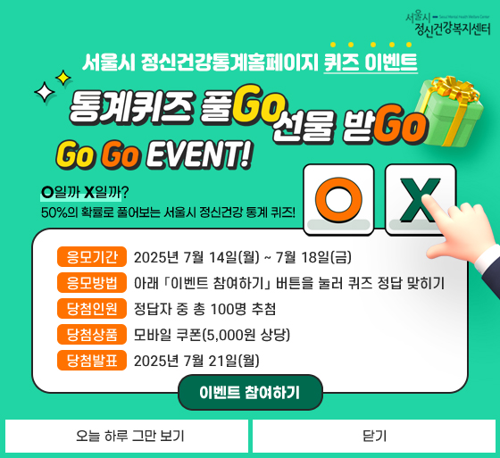 2025년 4차 서울시 정신건강통계 홈페이지 퀴즈 이벤트